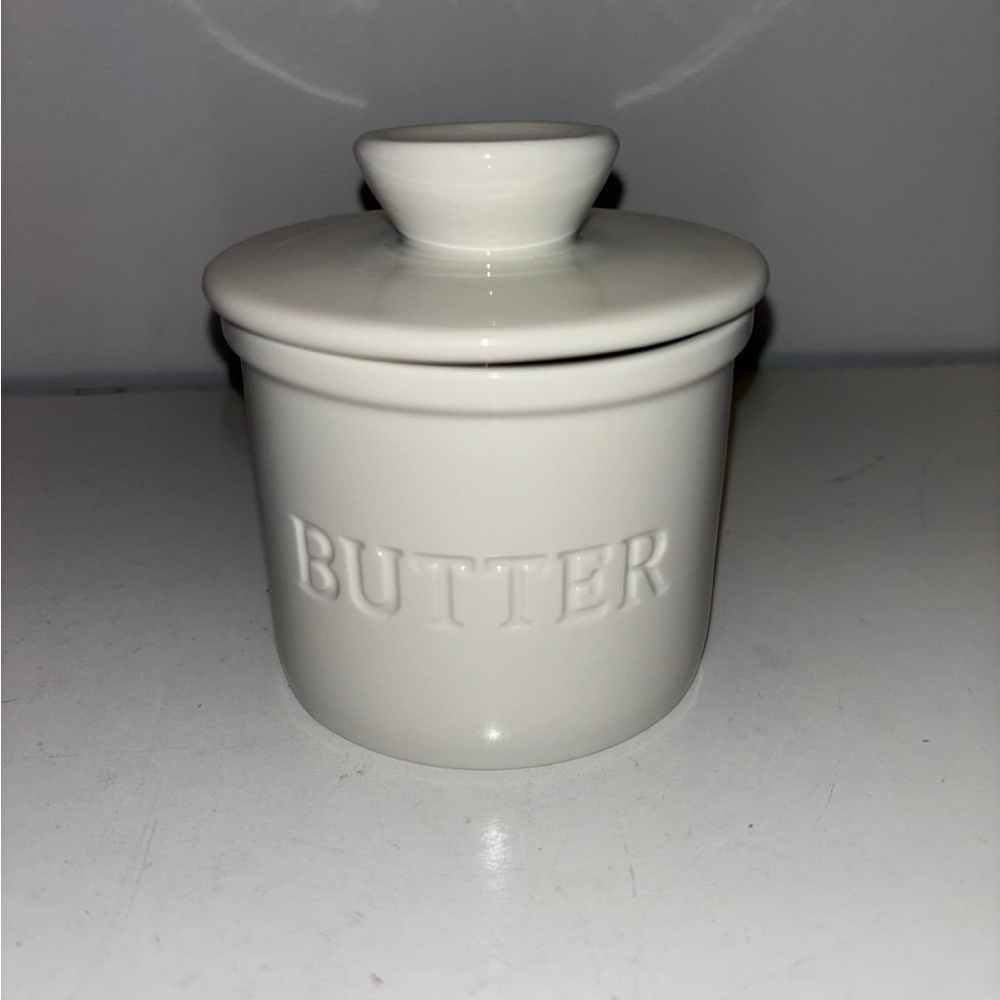 White Butter Dish with Lid
